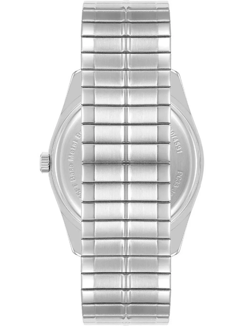 Mens Silver Navy Blue Analog Quartz Expansion Band Day-Date Function Round Watch